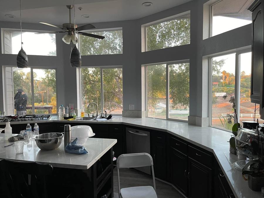 Kitchen window tinting with heat rejection film Central Coast home