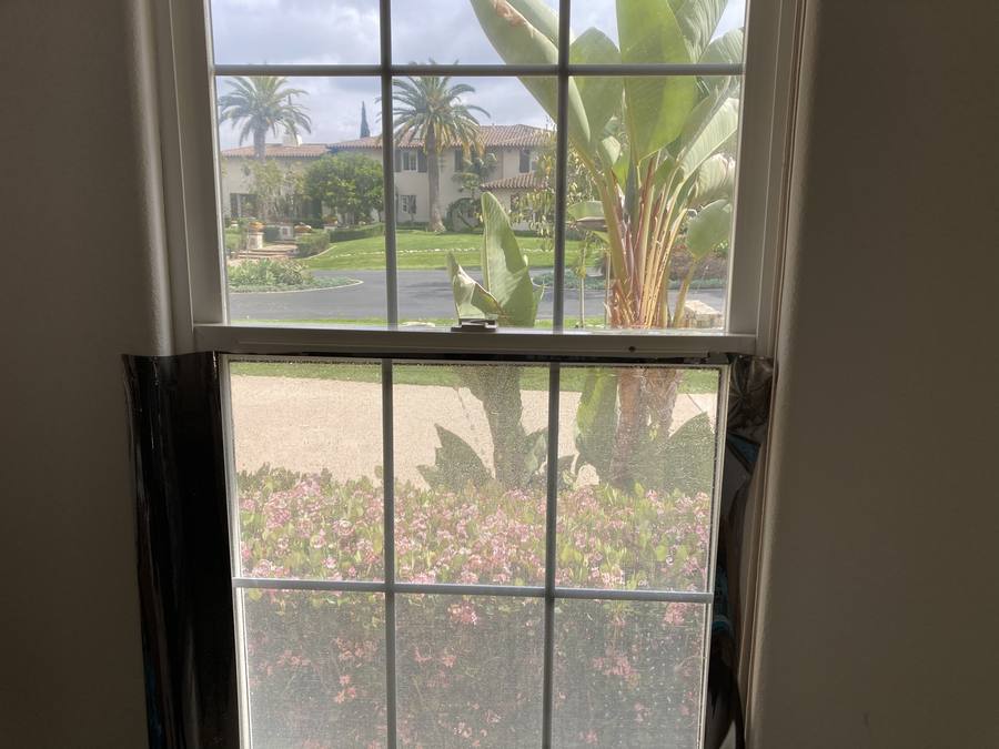 Double hung window film installation